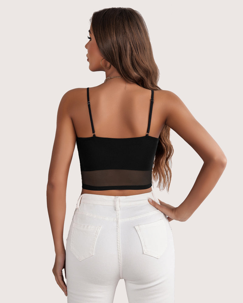 Spaghetti Strap Mesh Tank Top (DE Only) Lingerie Sets-Bras - Tophatter Daily Deals