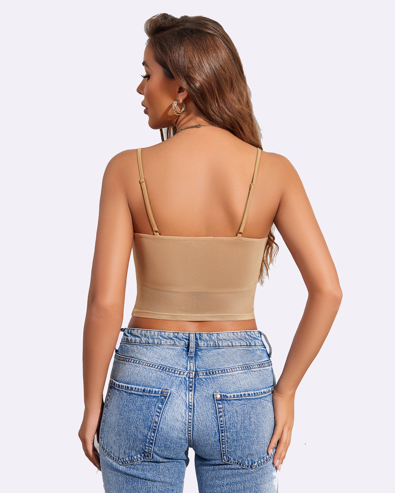 Spaghetti Strap Mesh Tank Top (DE Only) Lingerie Sets-Bras - Tophatter Daily Deals
