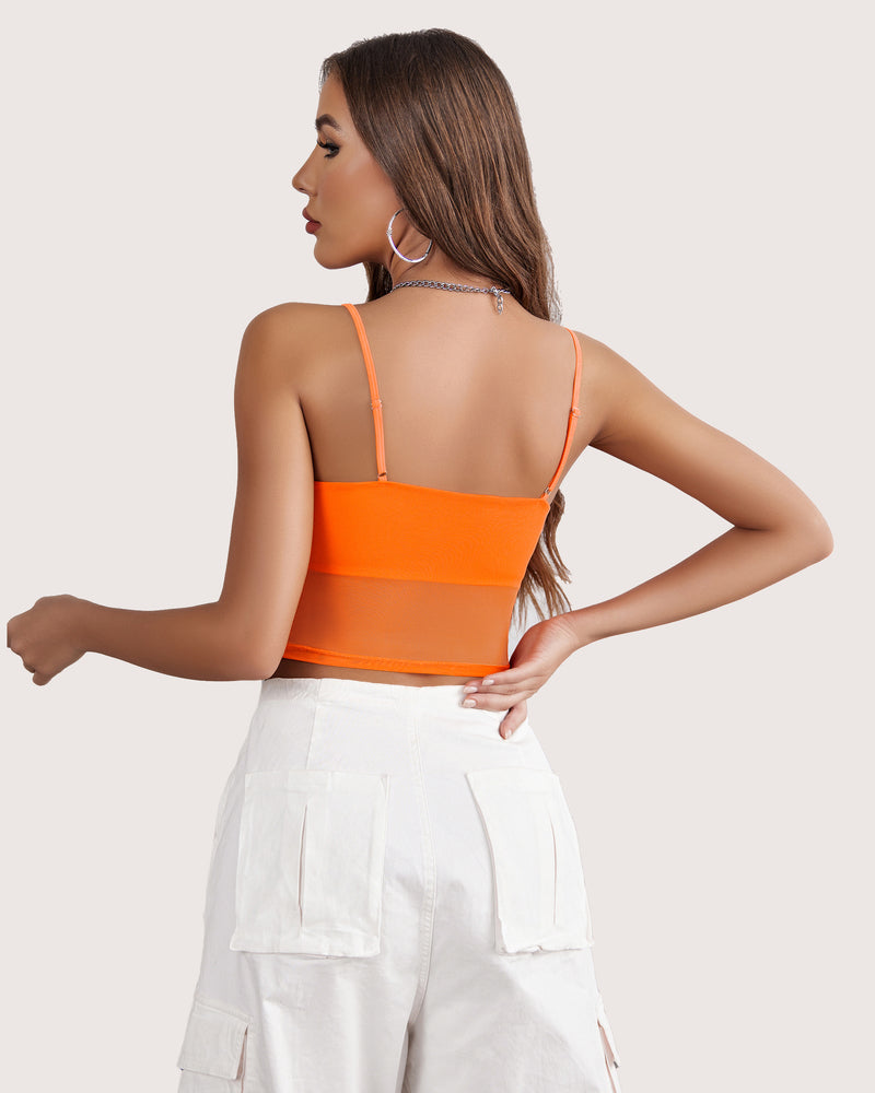 Spaghetti Strap Mesh Tank Top (DE Only) Lingerie Sets-Bras - Tophatter Daily Deals
