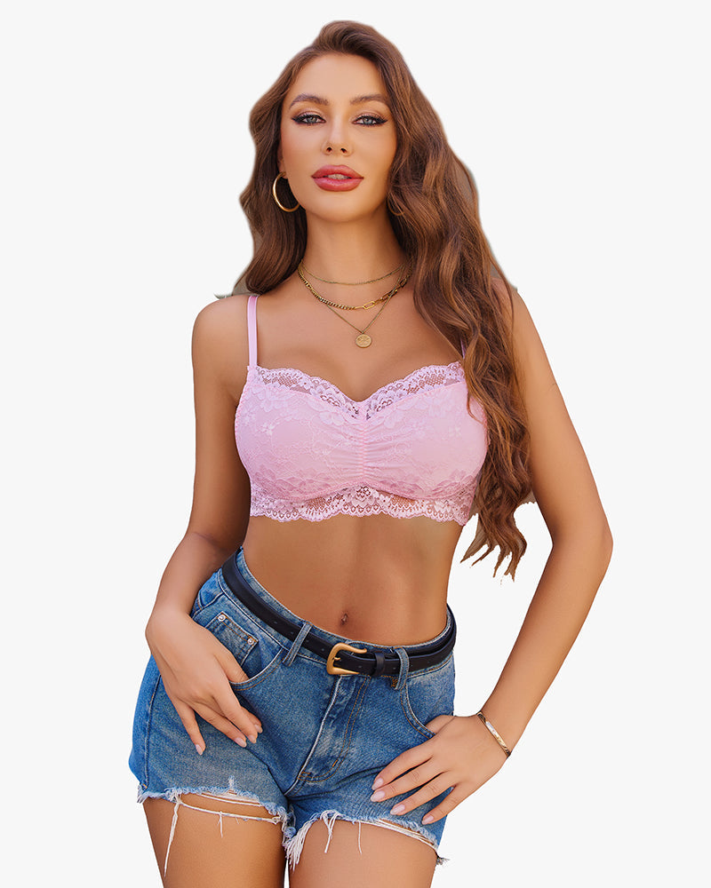 2Packs V Neck Lace Crop Tops Lingerie Sets-Bras - Tophatter Daily Deals