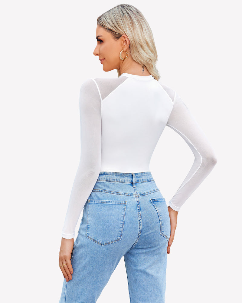 Turtleneck Mesh One Piece Leotards Shaperwear-bodysuit - Tophatter Daily Deals