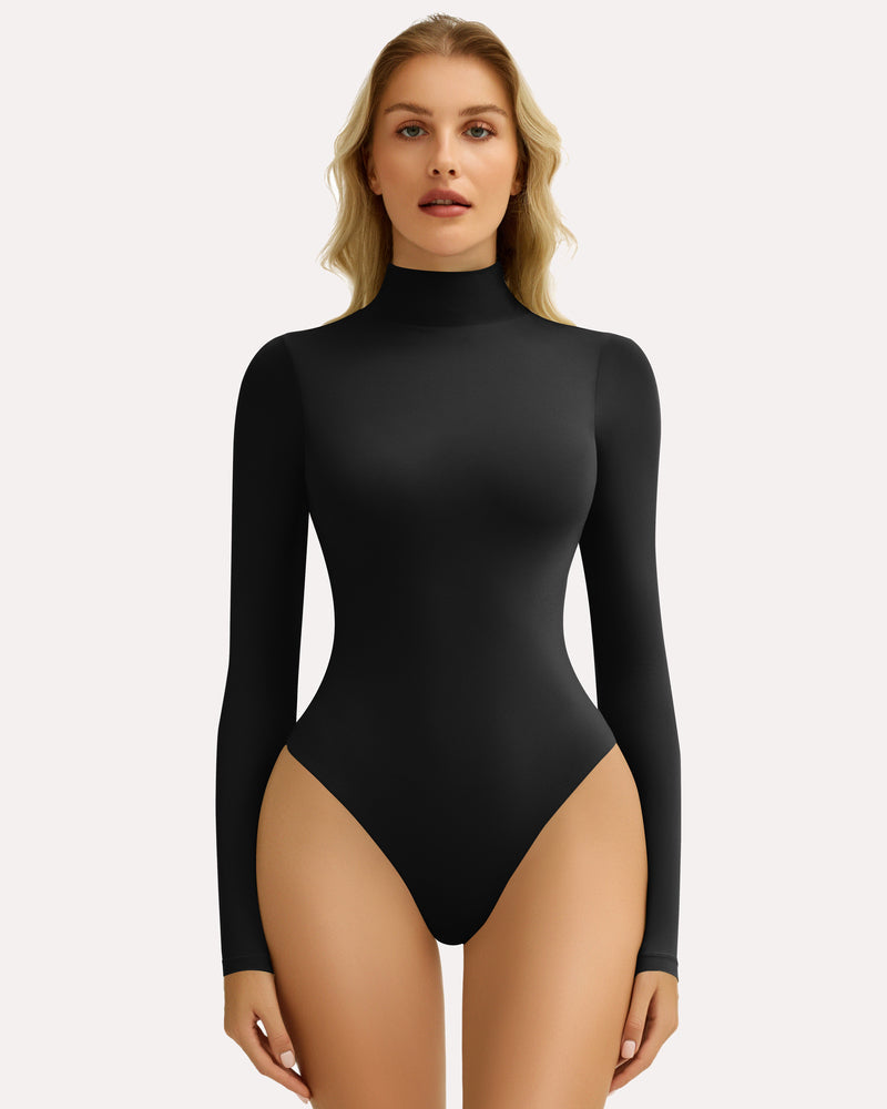 High Neck Snap Closure Soft Bodysuit Shapewear Black Shaperwear-bodysuit - Tophatter Daily Deals