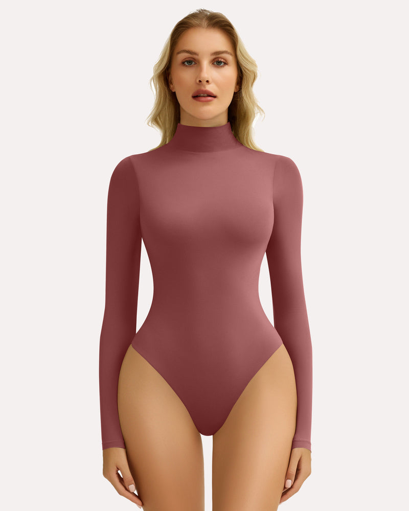 High Neck Snap Closure Soft Bodysuit Shapewear Purple Red Shaperwear-bodysuit - Tophatter Daily Deals
