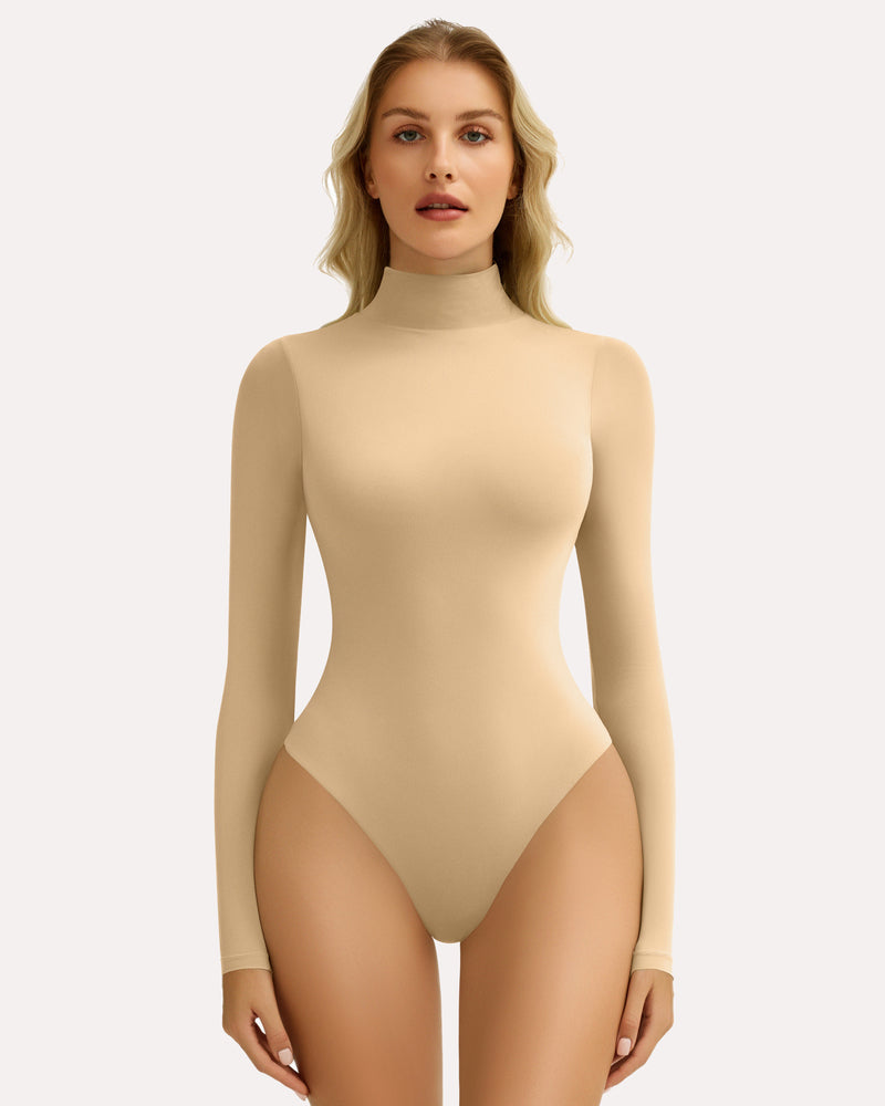 High Neck Snap Closure Soft Bodysuit Shapewear Shaperwear-bodysuit - Tophatter Daily Deals