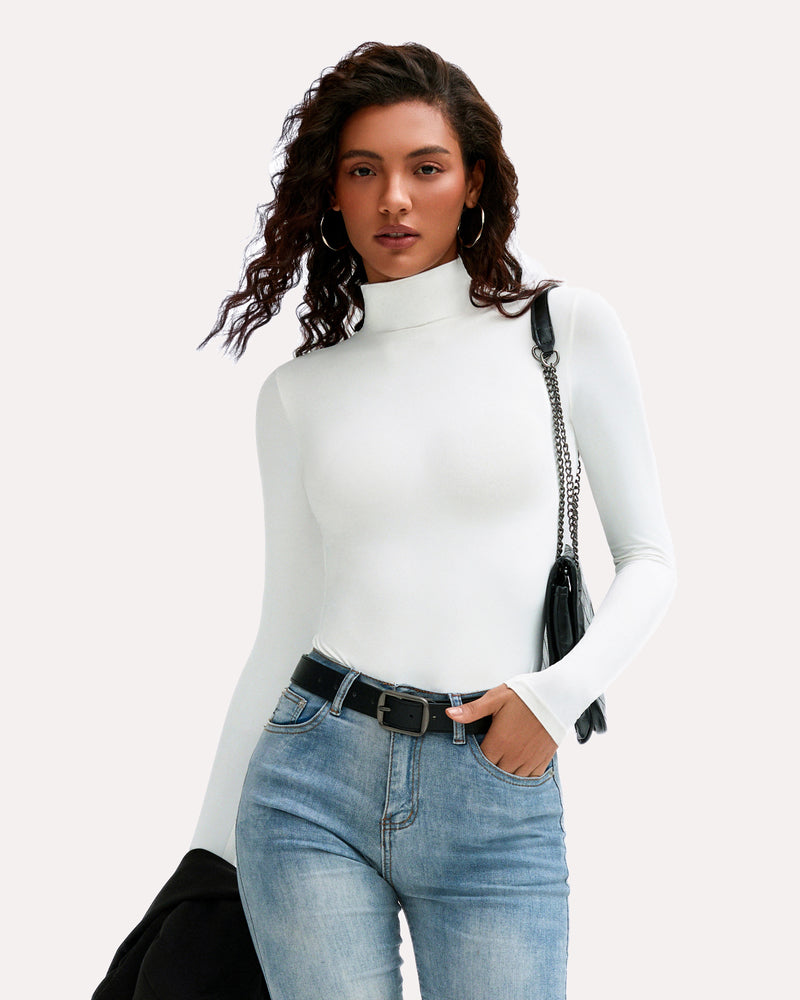 High Neck Snap Closure Soft Bodysuit Shapewear Shaperwear-bodysuit - Tophatter Daily Deals