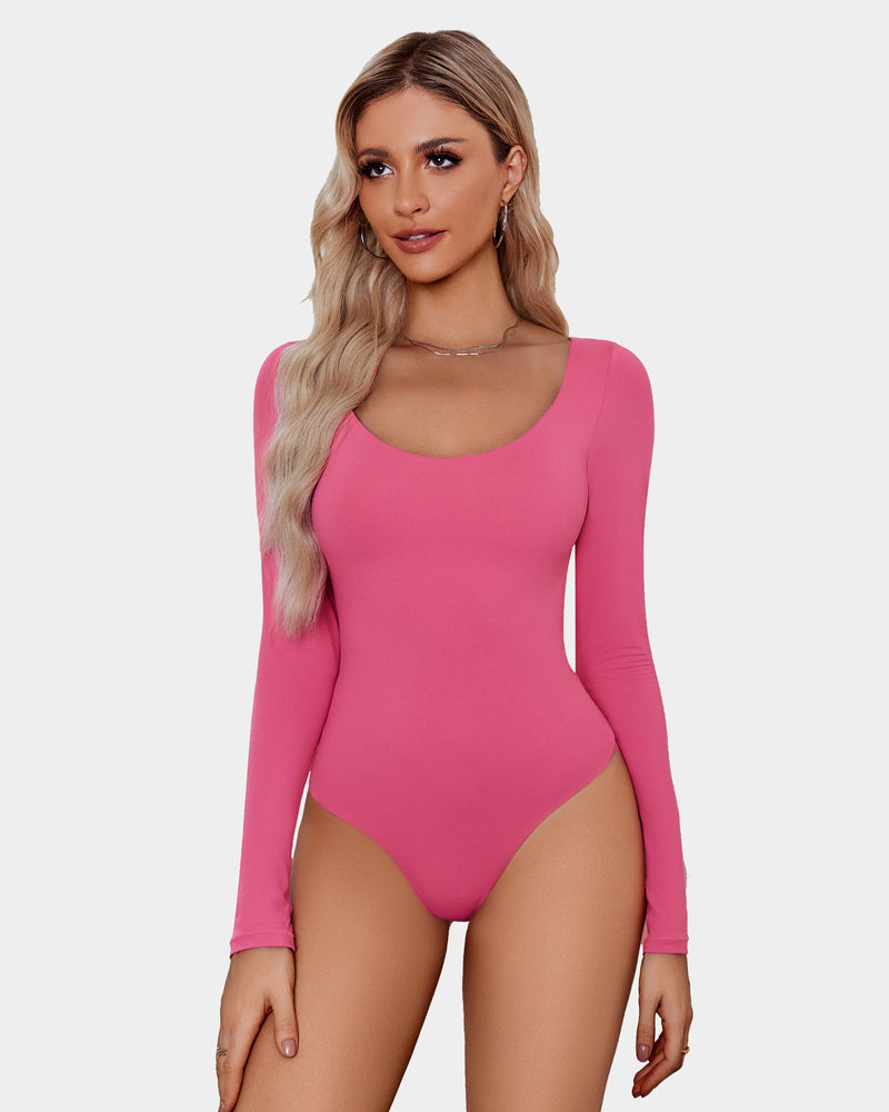 Scoop Neck Bodysuit Shapewear Going Out Tops Rose Red Shaperwear-bodysuit - Tophatter Daily Deals