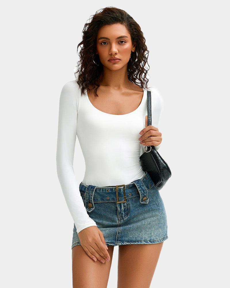 Scoop Neck Bodysuit Shapewear Going Out Tops Shaperwear-bodysuit - Tophatter Daily Deals