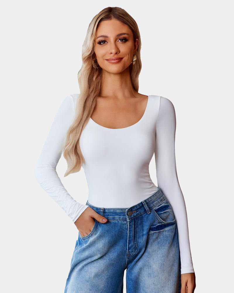 Scoop Neck Bodysuit Shapewear Going Out Tops Shaperwear-bodysuit - Tophatter Daily Deals