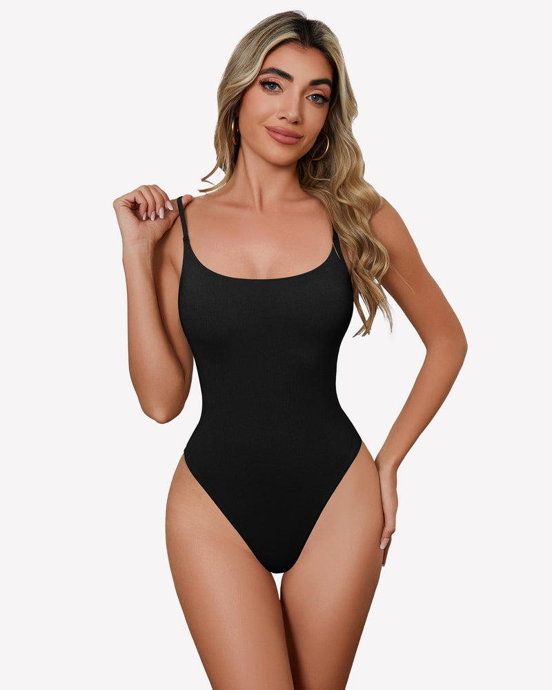 Square Neck Caim Bodysuit Black Shaperwear-bodysuit - Tophatter Daily Deals