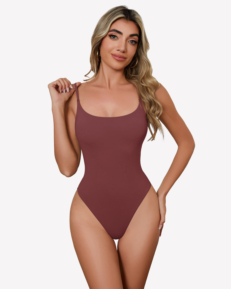 Square Neck Caim Bodysuit Dark Fuchsia Shaperwear-bodysuit - Tophatter Daily Deals