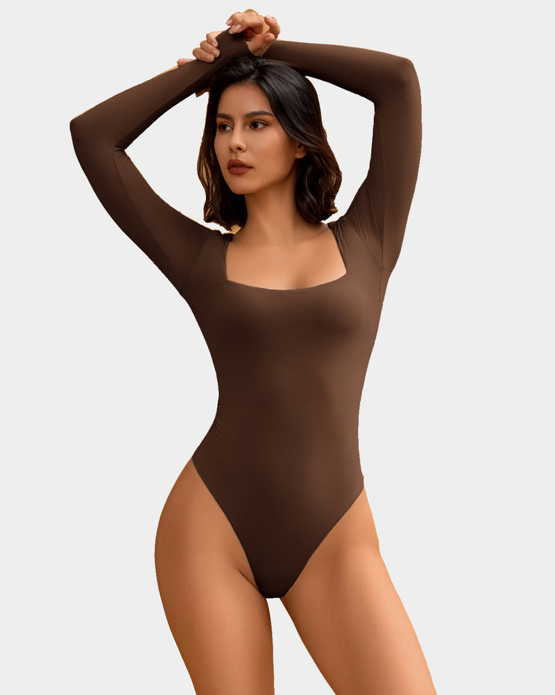 Square Neck Double Lined Shapewear Bodysuit Shaperwear-bodysuit - Tophatter Daily Deals