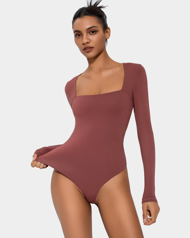 Square Neck Double Lined Shapewear Bodysuit Shaperwear-bodysuit - Tophatter Daily Deals
