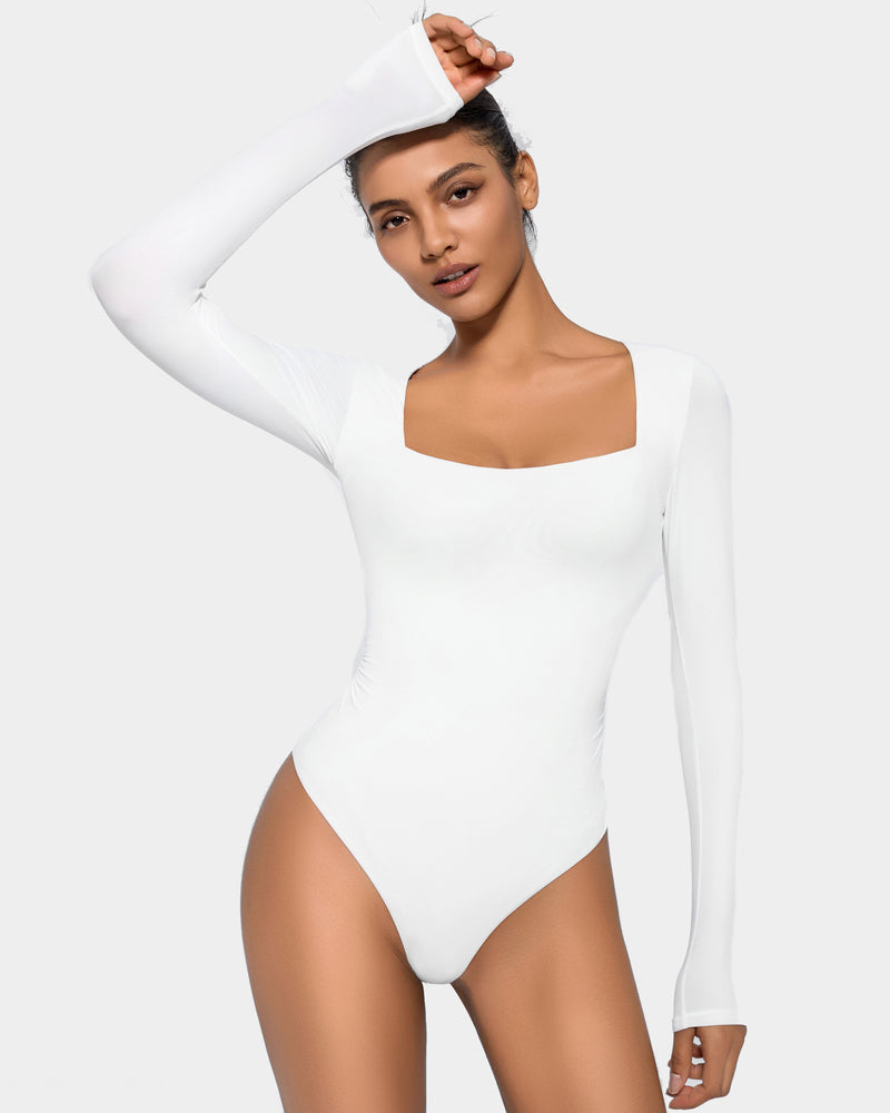 Square Neck Double Lined Shapewear Bodysuit Shaperwear-bodysuit - Tophatter Daily Deals