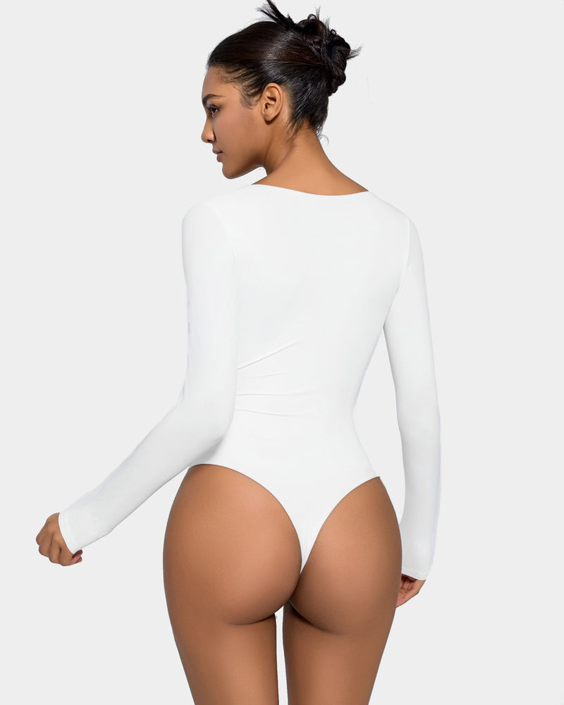 Square Neck Double Lined Shapewear Bodysuit Shaperwear-bodysuit - Tophatter Daily Deals