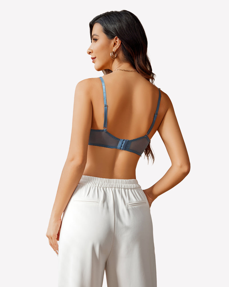 Lace Push Up Bra Sheer Balconette Lingerie Sets-Bras - Tophatter Daily Deals