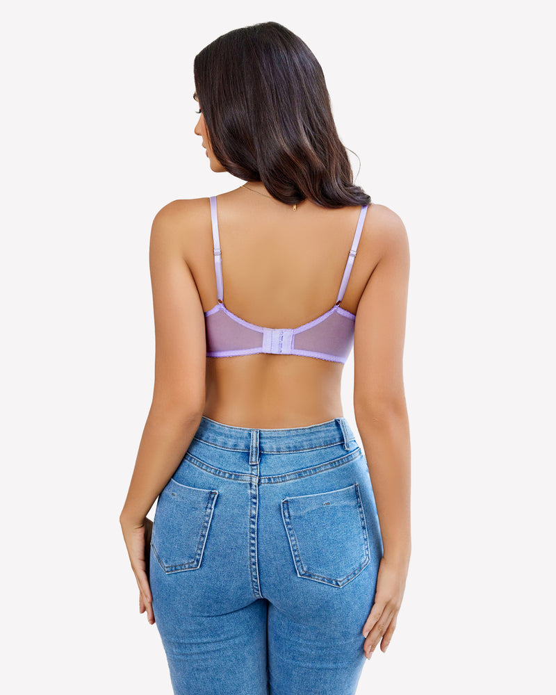 Lace Push Up Bra Sheer Balconette Lingerie Sets-Bras - Tophatter Daily Deals