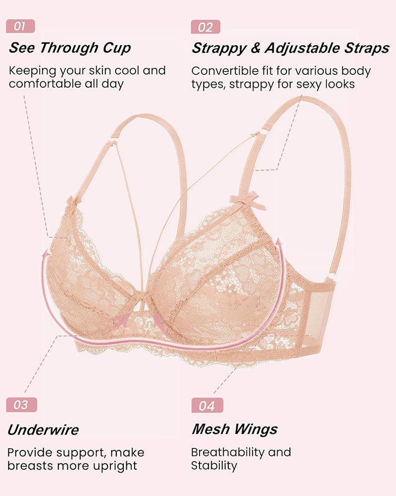 Lace Unlined Strappy Bras Lingerie Sets-Bras - Tophatter Daily Deals
