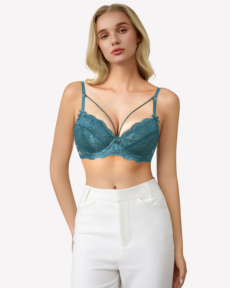 Lace Unlined Strappy Bras Dark Blue Lingerie Sets-Bras - Tophatter Daily Deals
