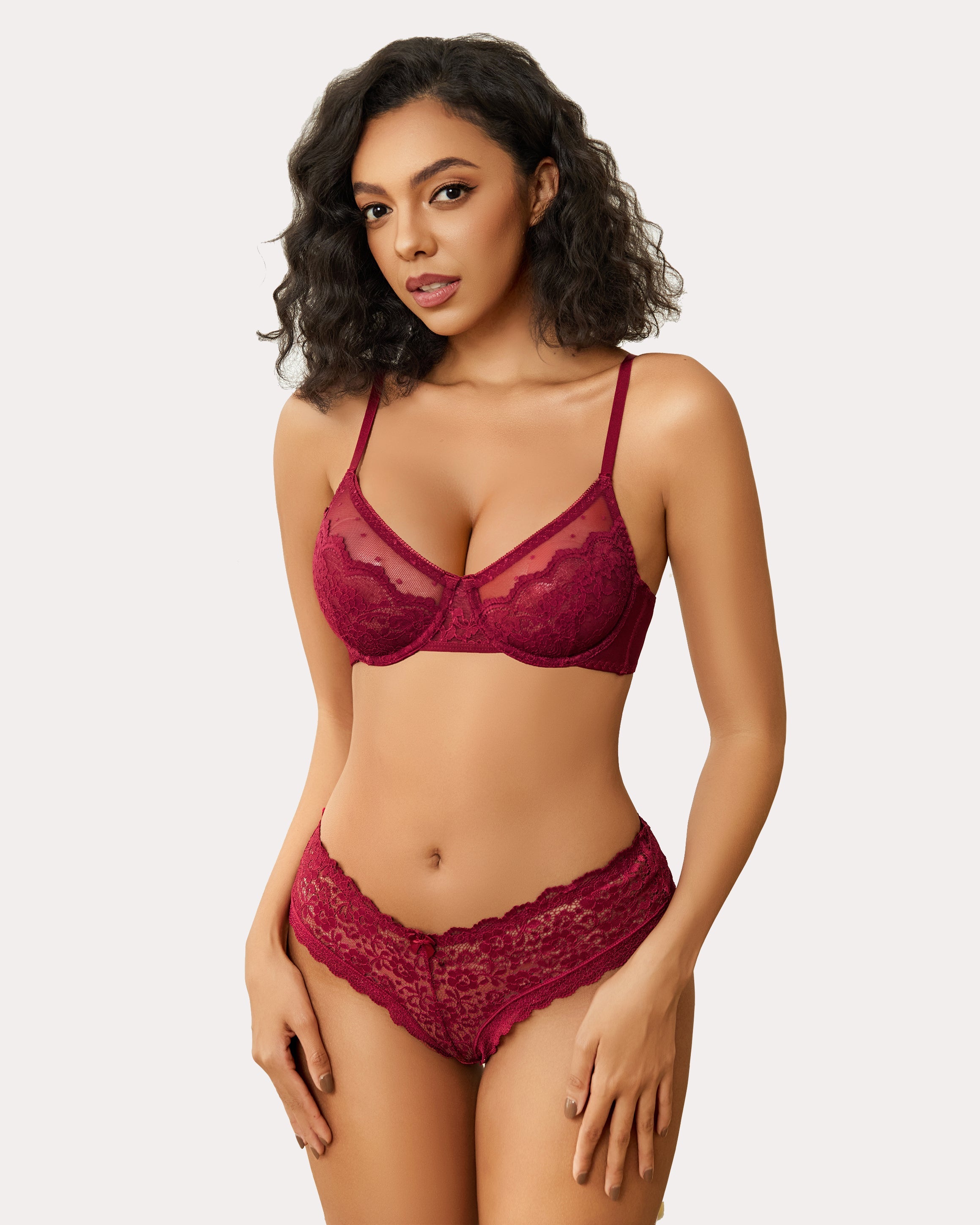 Minimizer Bras Sheer Balconette Lingerie Sets-Bras - Tophatter Daily Deals