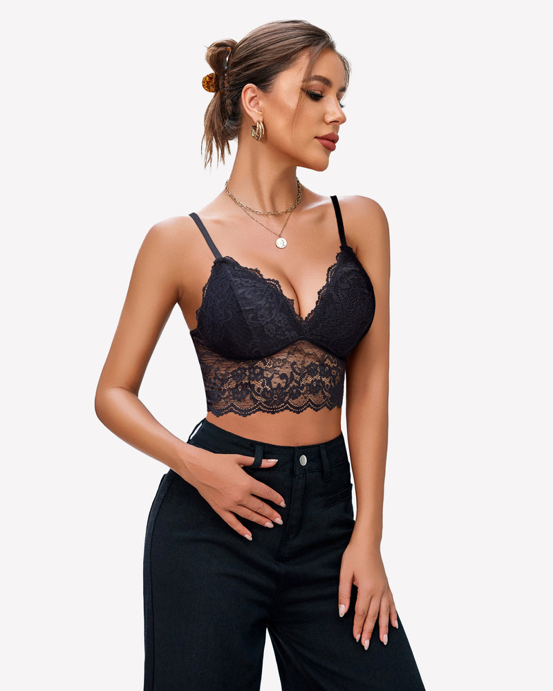 Lace Bustier Tops Cami Crop Top Black Lingerie Sets-Bras - Tophatter Daily Deals