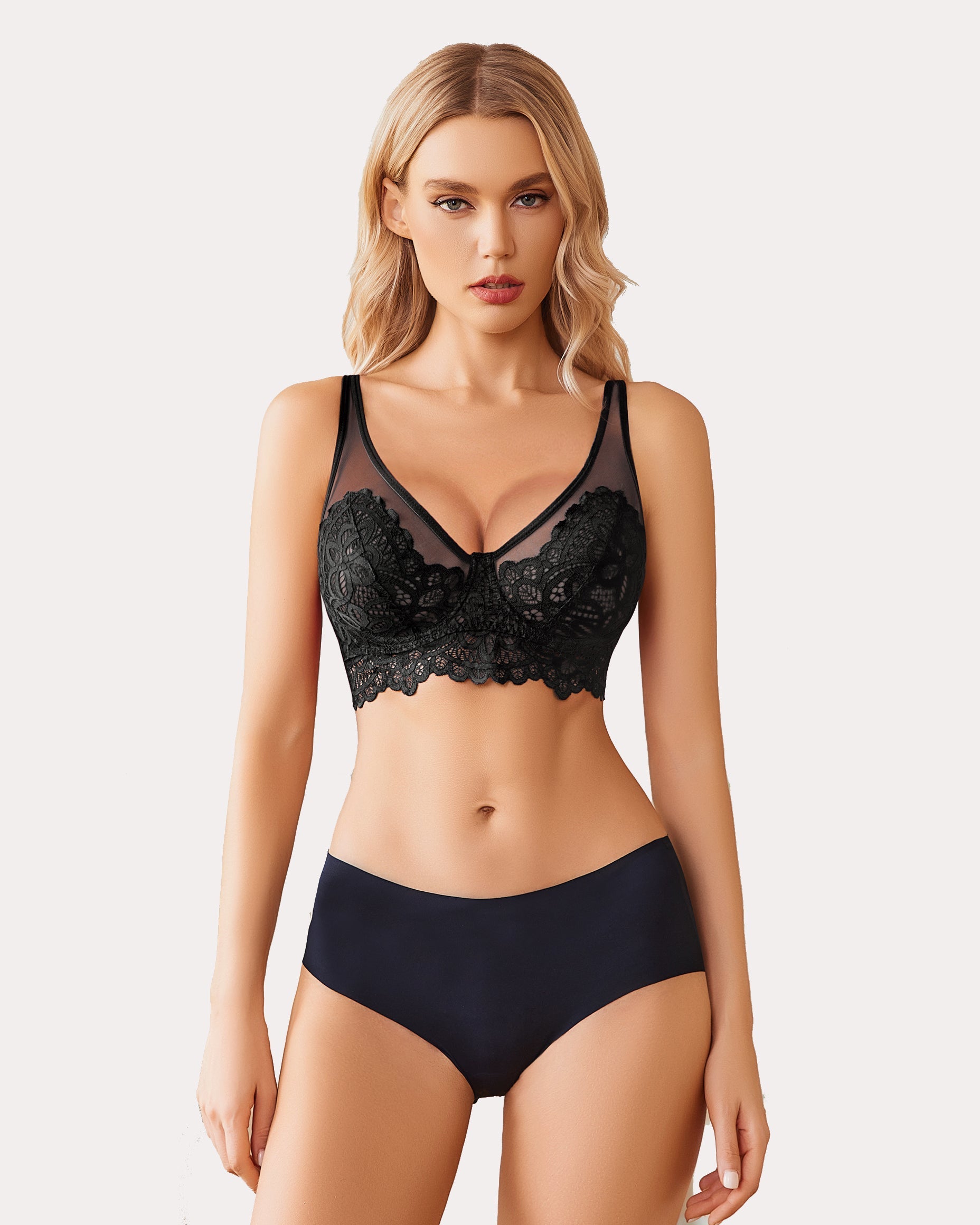 Underwire Bra Lace Full Coverage Bralette Lingerie Sets-Bras - Tophatter Daily Deals