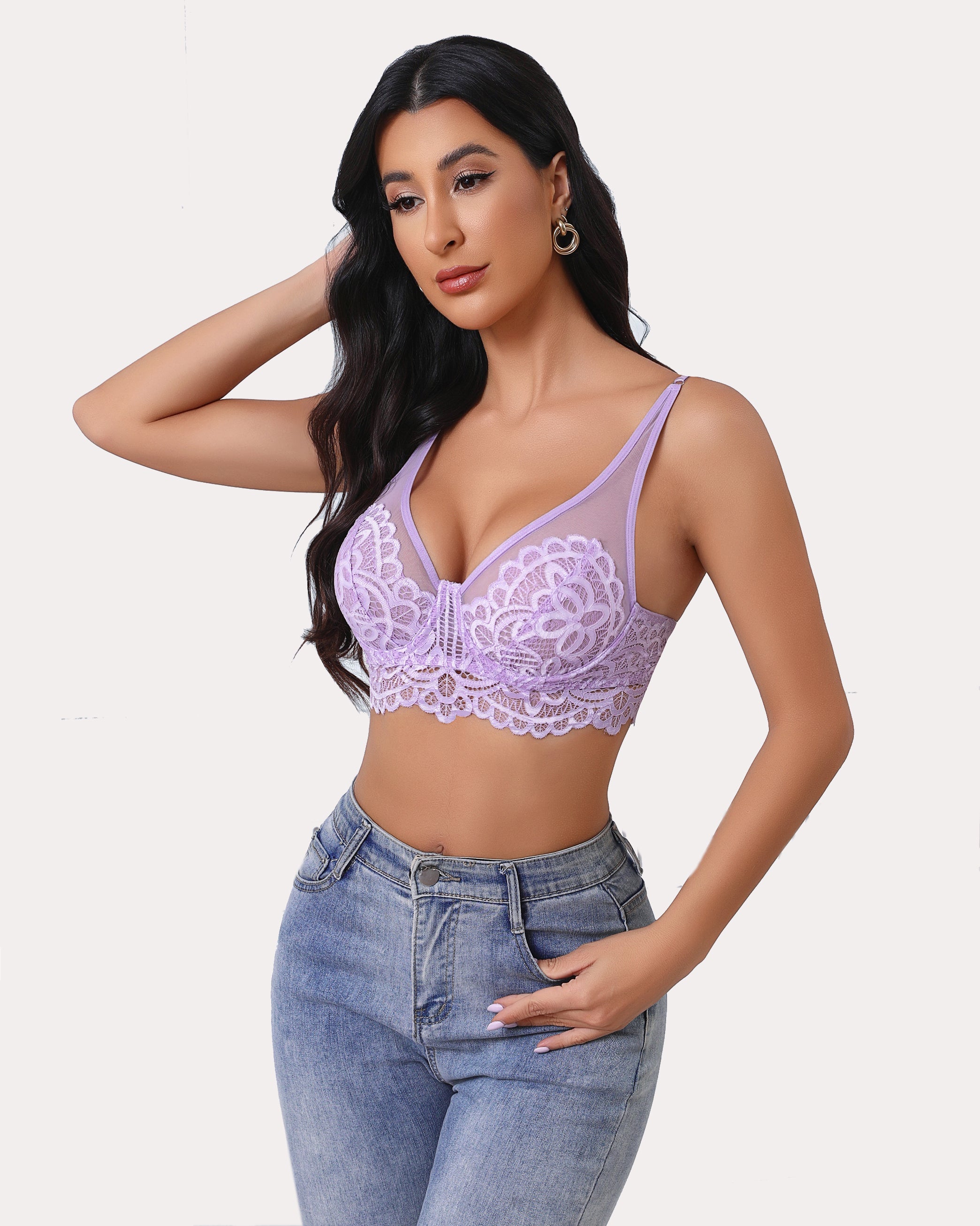 Underwire Bra Lace Full Coverage Bralette Lingerie Sets-Bras - Tophatter Daily Deals