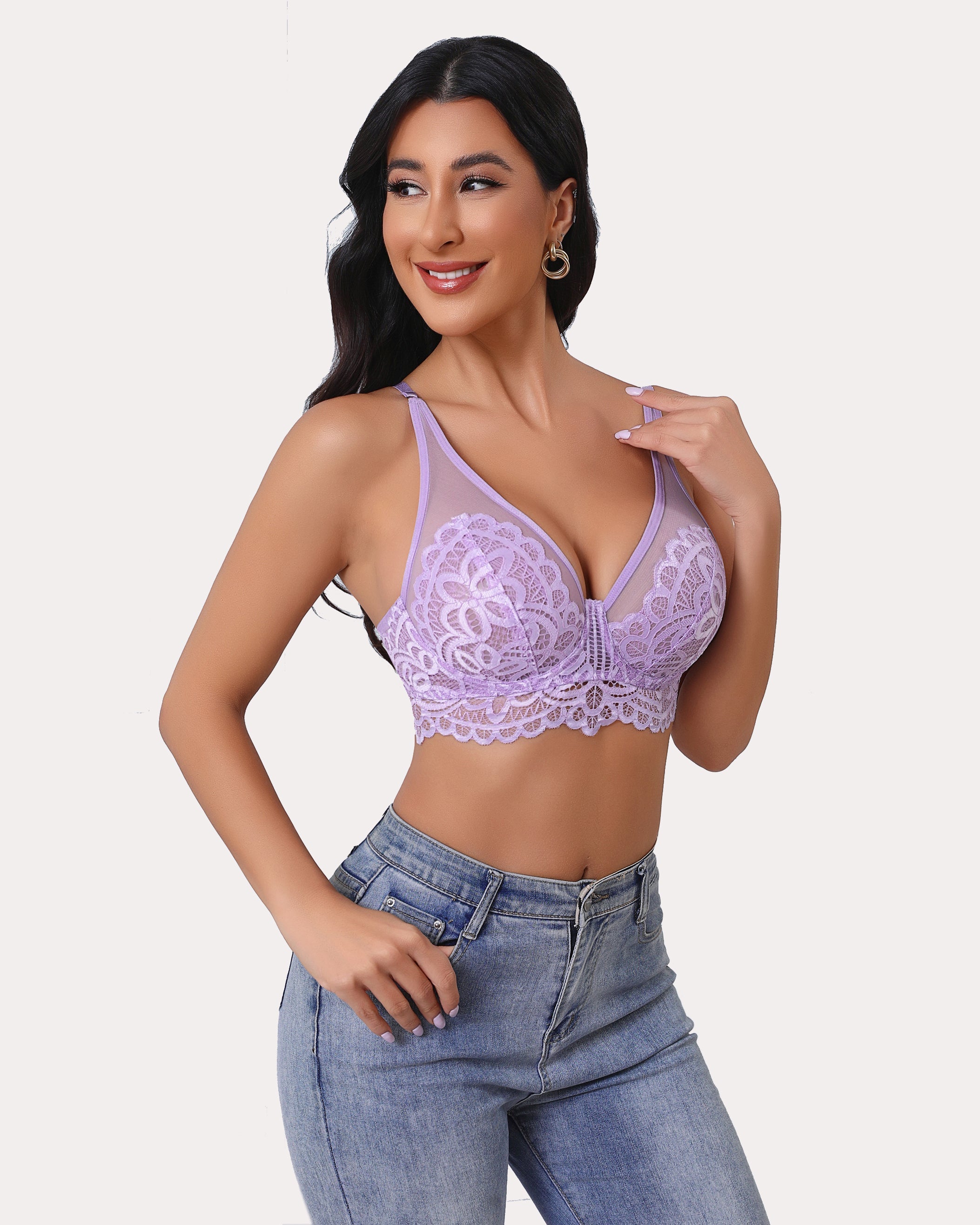 Underwire Bra Lace Full Coverage Bralette Lingerie Sets-Bras - Tophatter Daily Deals