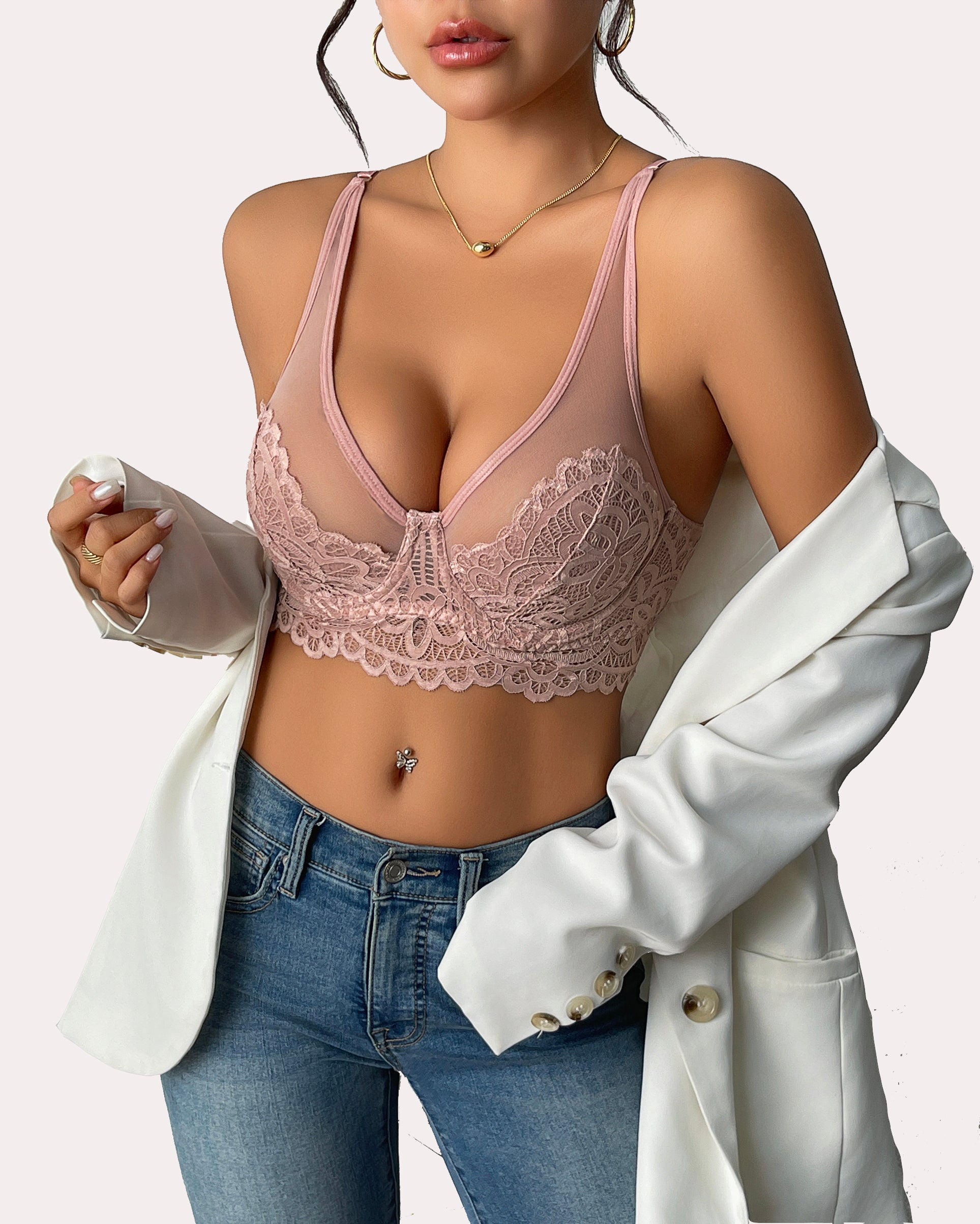 Underwire Bra Lace Full Coverage Bralette Lingerie Sets-Bras - Tophatter Daily Deals