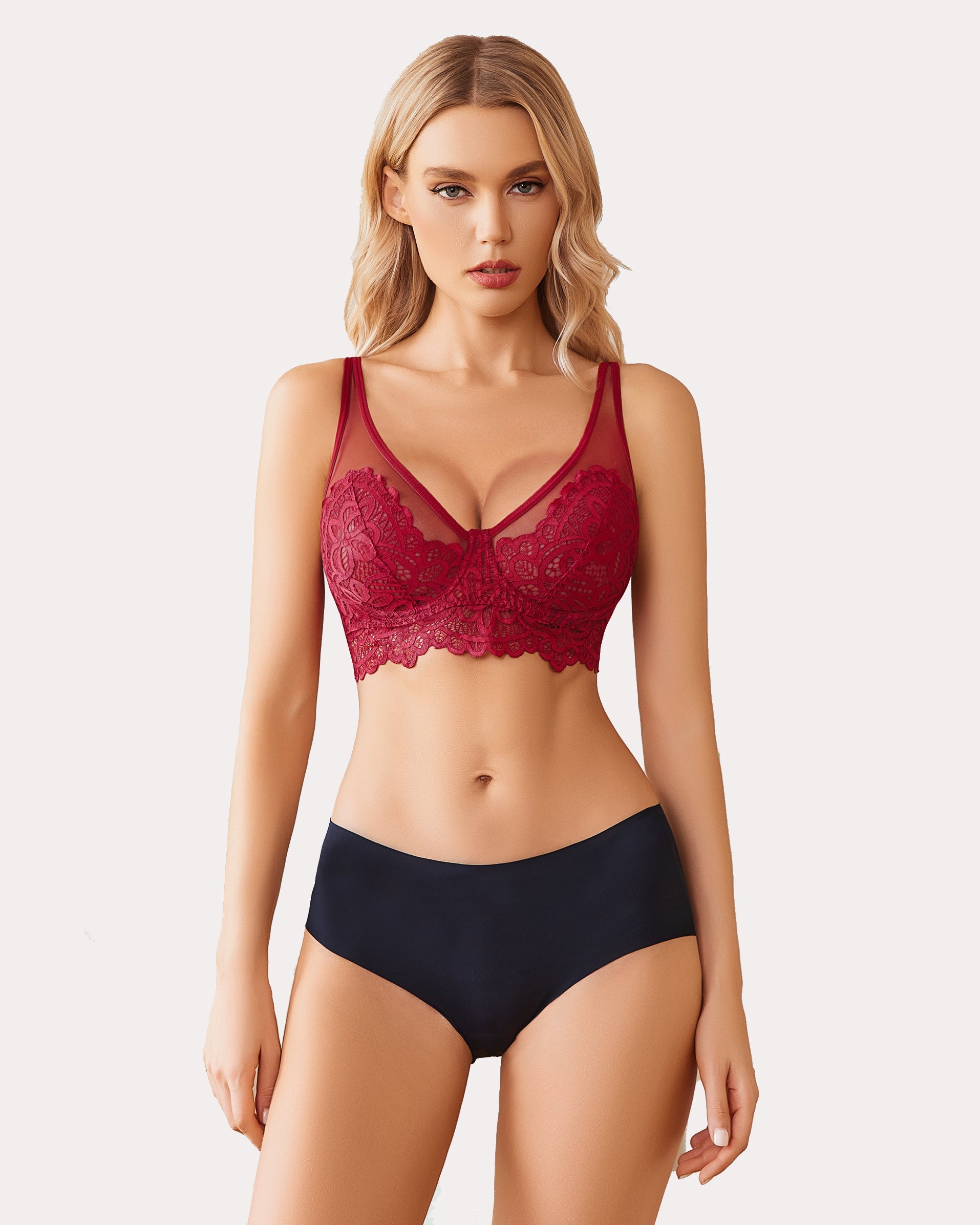 Underwire Bra Lace Full Coverage Bralette Lingerie Sets-Bras - Tophatter Daily Deals
