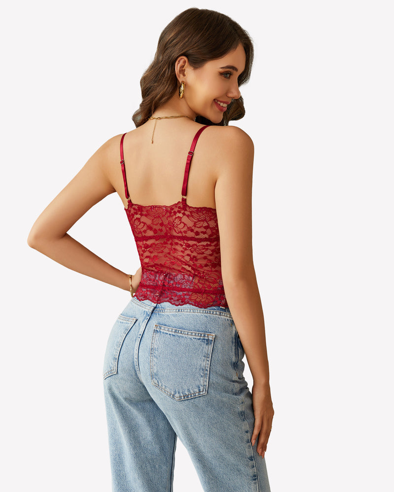 Lace Crop Top Ruched Tank Lingerie Sets-Bras - Tophatter Daily Deals