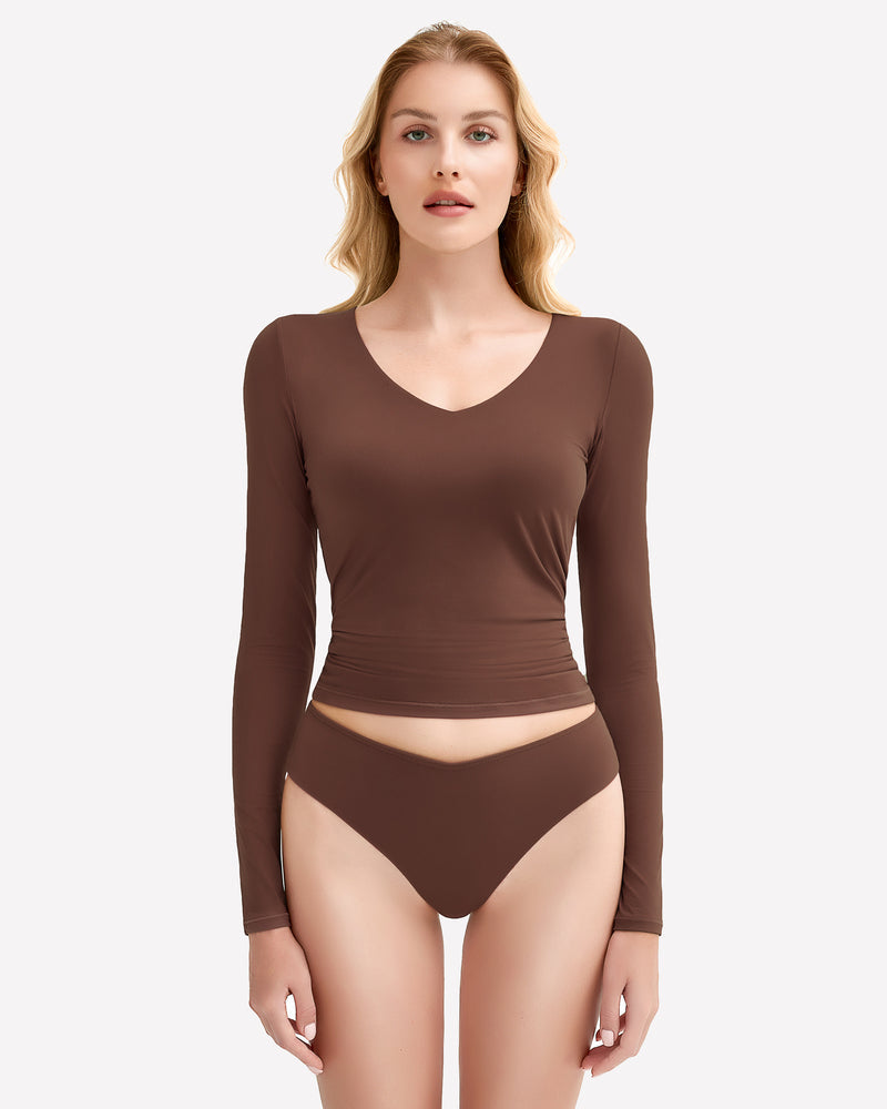 Sweetheart Neck Y2k Top with Panties Sets Brown Lingeries-Crop tops - Tophatter Daily Deals