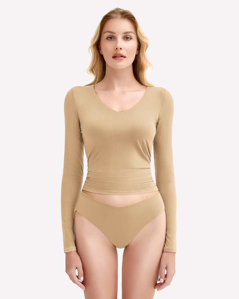 Sweetheart Neck Y2k Top with Panties Sets Khaki Lingeries-Crop tops - Tophatter Daily Deals