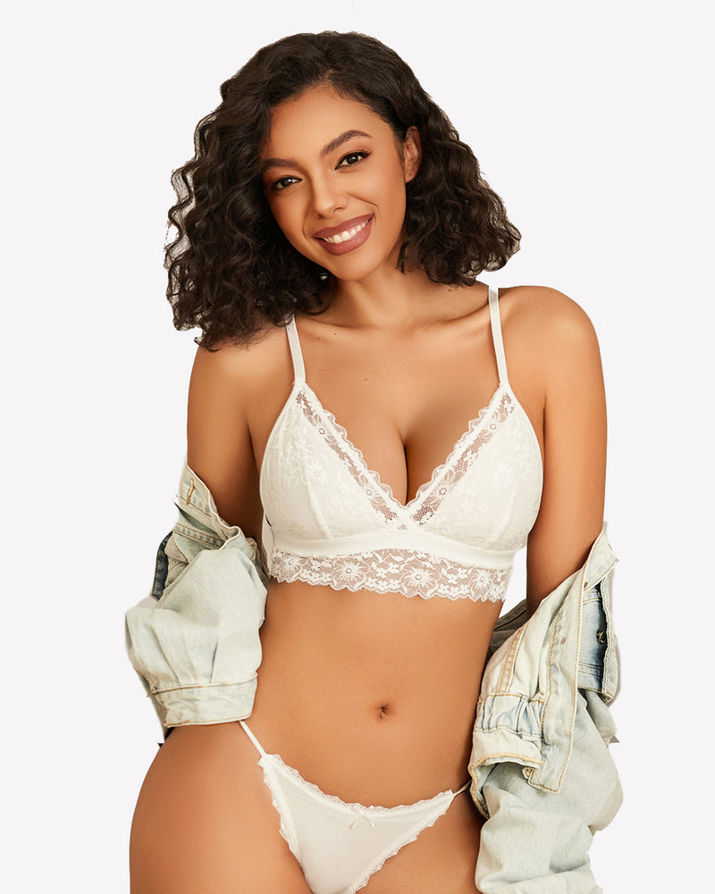 Lace Wireless Bra Non Padded Bralette Lingerie Sets-Bras - Tophatter Daily Deals