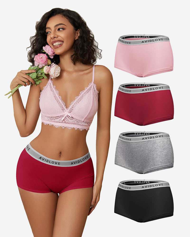 Cotton Panties Full Coverage Shorts 4 Pcs-1 Lingeries-panties - Tophatter Daily Deals