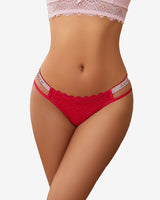 Cotton Panties Floral Lace Hipster Red Lingeries-panties - Tophatter Daily Deals