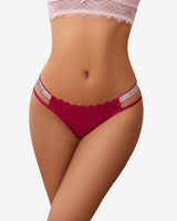 Cotton Panties Floral Lace Hipster Wine Red Lingeries-panties - Tophatter Daily Deals