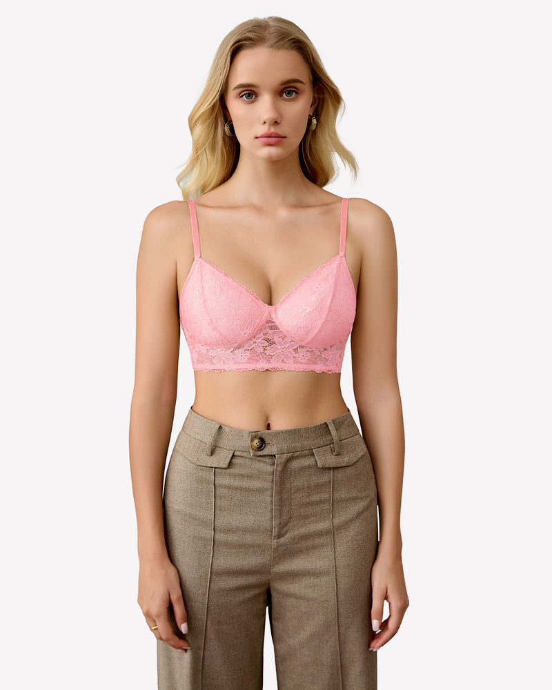 Lace Bra Bralettes Wireless Bras Pink Lingerie Sets-Bras - Tophatter Daily Deals