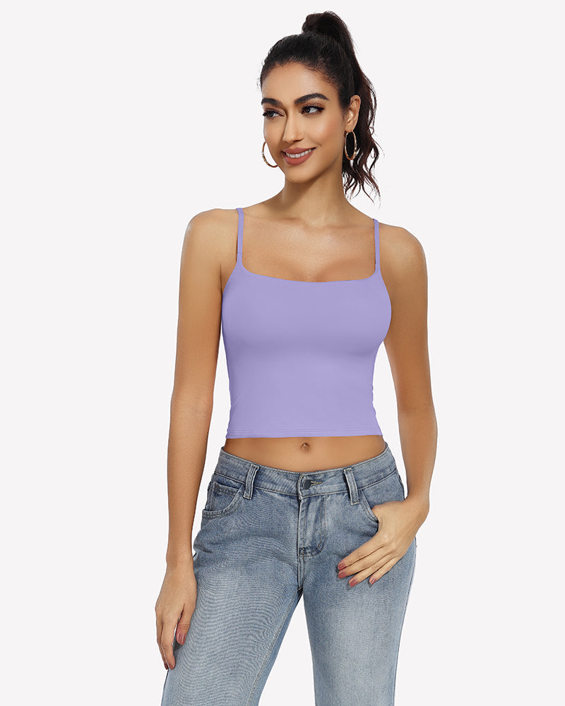 ⚡Flash Sale- Double Lined Tank Tops Basic Crop Top Lilac Lingerie Sets-Bras - Tophatter Daily Deals