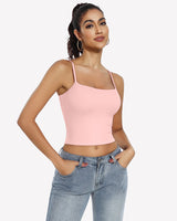 ⚡Flash Sale- Double Lined Tank Tops Basic Crop Top Light Pink Lingerie Sets-Bras - Tophatter Daily Deals