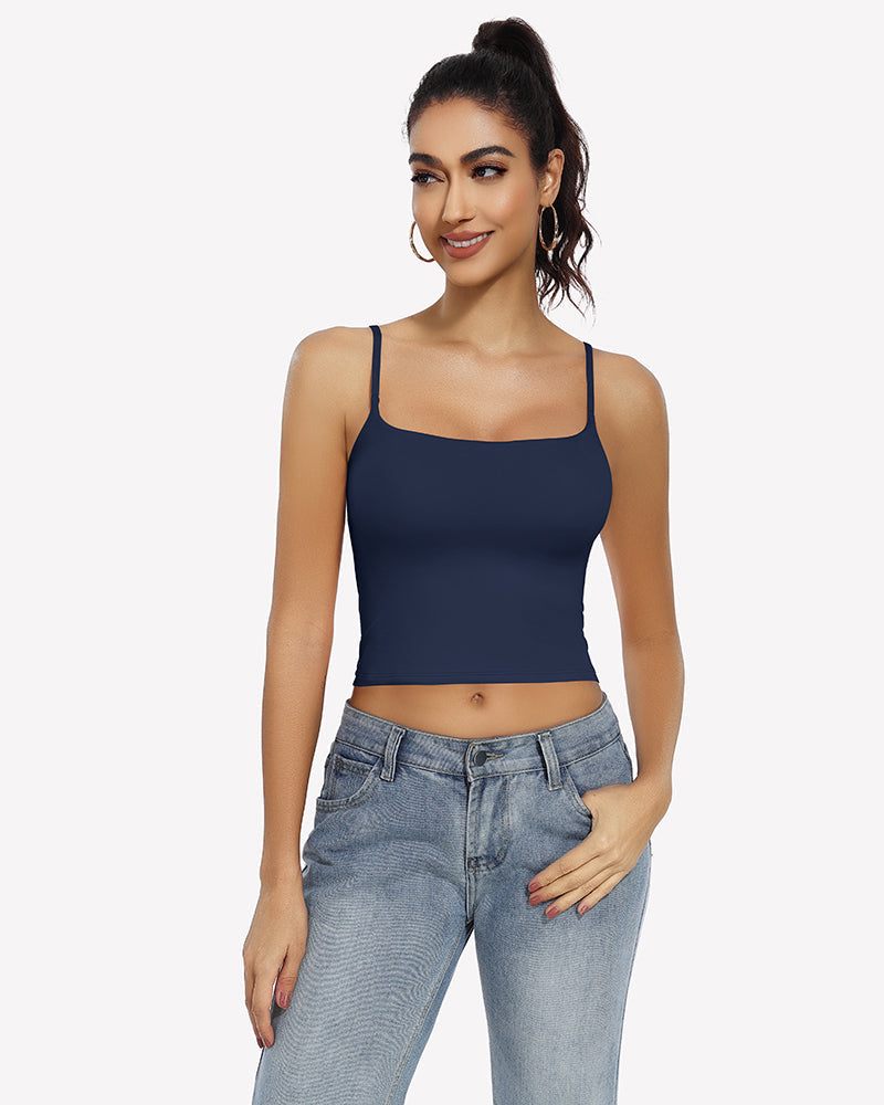 ⚡Flash Sale- Double Lined Tank Tops Basic Crop Top Navy Lingerie Sets-Bras - Tophatter Daily Deals