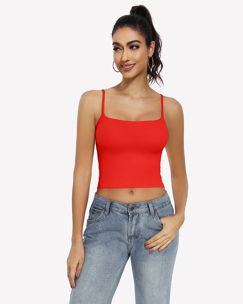 ⚡Flash Sale- Double Lined Tank Tops Basic Crop Top Red Lingerie Sets-Bras - Tophatter Daily Deals