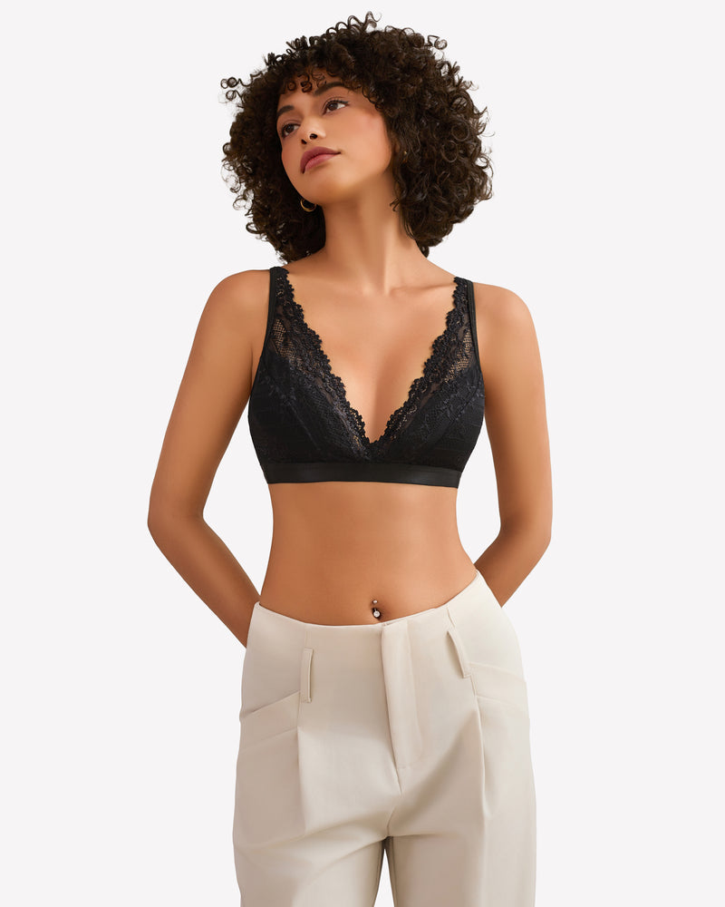 Lace Wireless Bralette Bras Black Lingerie Sets-Bras - Tophatter Daily Deals