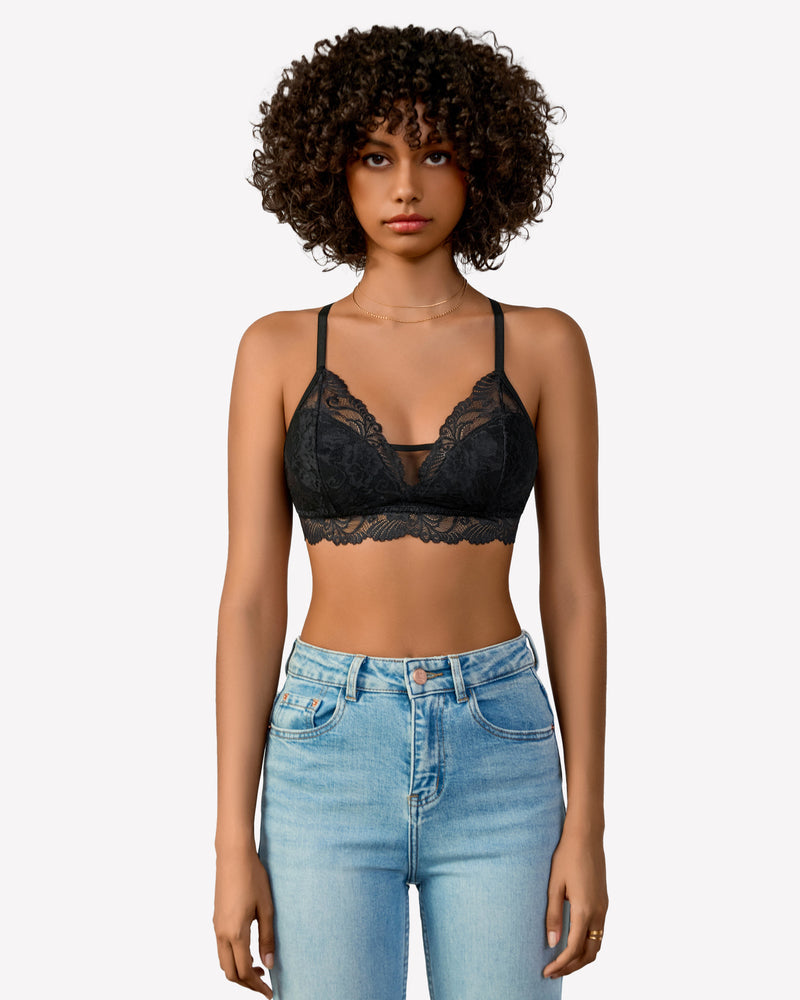 Lace Bra No Underwire Bralettes Black Lingerie Sets-Bras - Tophatter Daily Deals