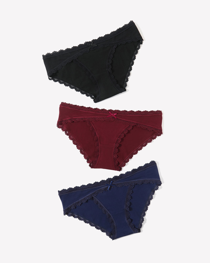 Cotton Panties Lace Stretch Hipster 3 Pcs-3 Lingeries-panties - Tophatter Daily Deals