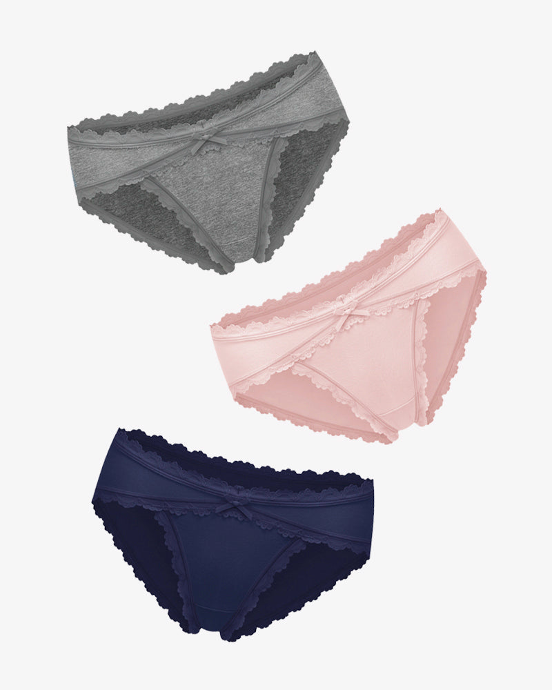 Cotton Panties Lace Stretch Hipster 3 Pcs-7 Lingeries-panties - Tophatter Daily Deals
