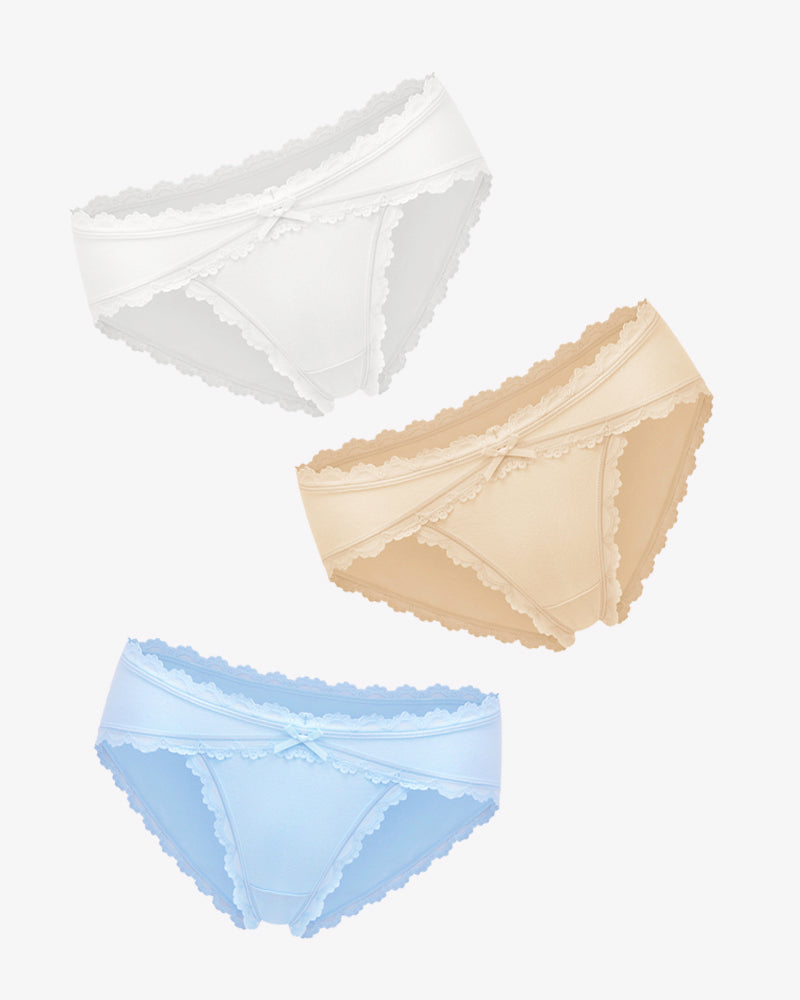 Cotton Panties Lace Stretch Hipster 3 Pcs-4 Lingeries-panties - Tophatter Daily Deals