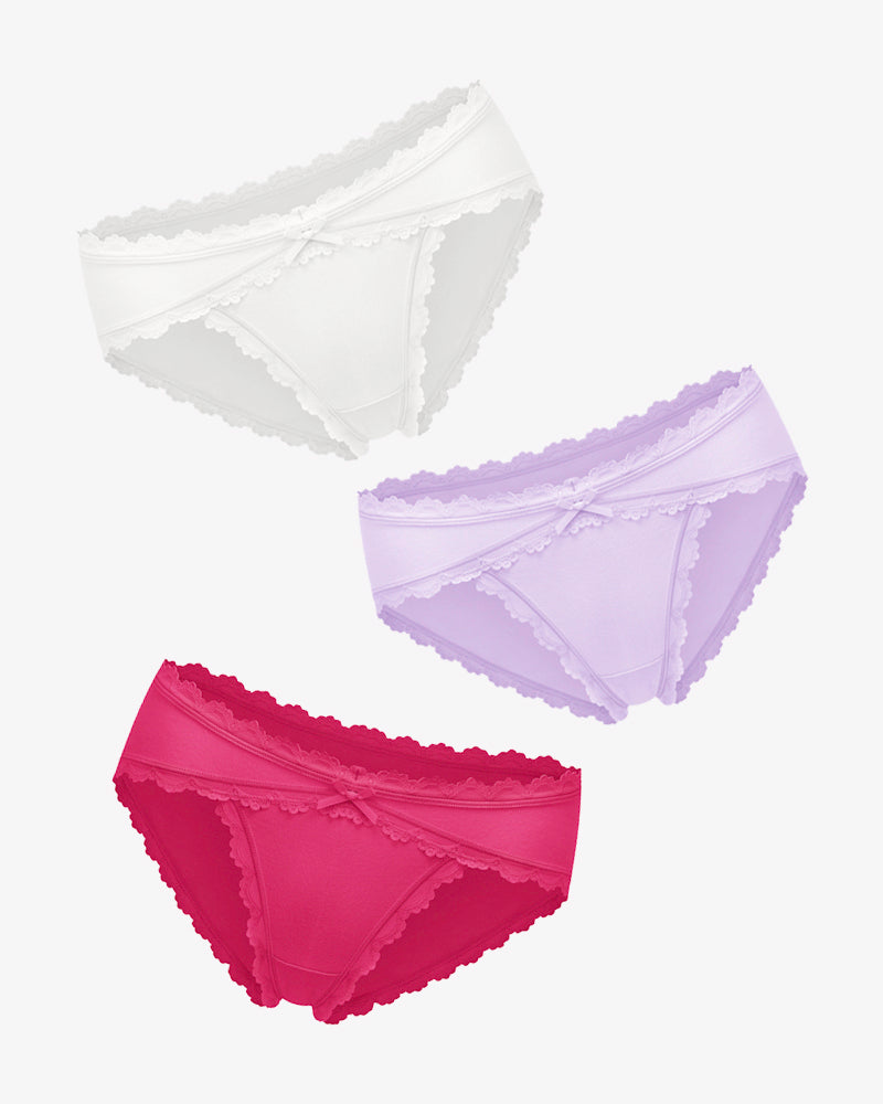 Cotton Panties Lace Stretch Hipster 3 Pcs-2 Lingeries-panties - Tophatter Daily Deals
