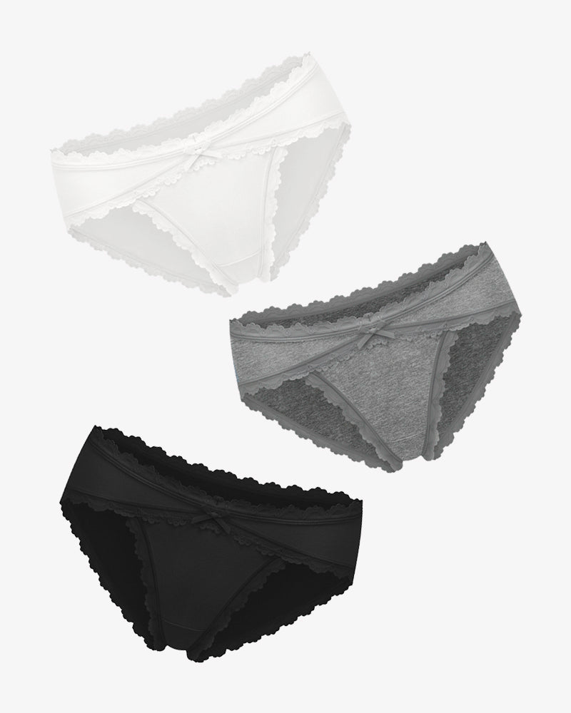 Cotton Panties Lace Stretch Hipster 3 Pcs-6 Lingeries-panties - Tophatter Daily Deals