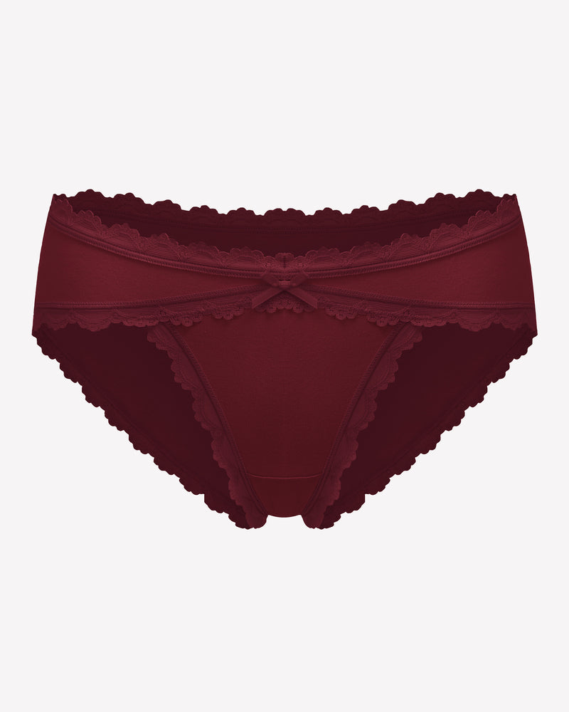 Cotton Panties Lace Stretch Hipster Dark Red Lingeries-panties - Tophatter Daily Deals