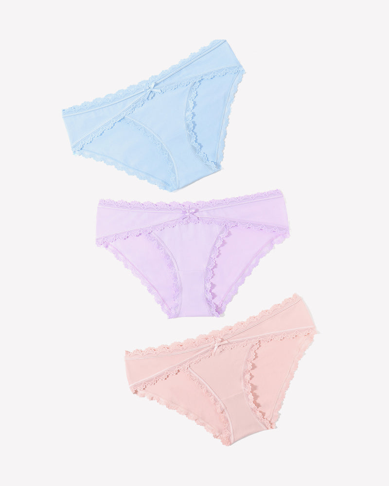 Cotton Panties Lace Stretch Hipster 3 Pcs-1 Lingeries-panties - Tophatter Daily Deals
